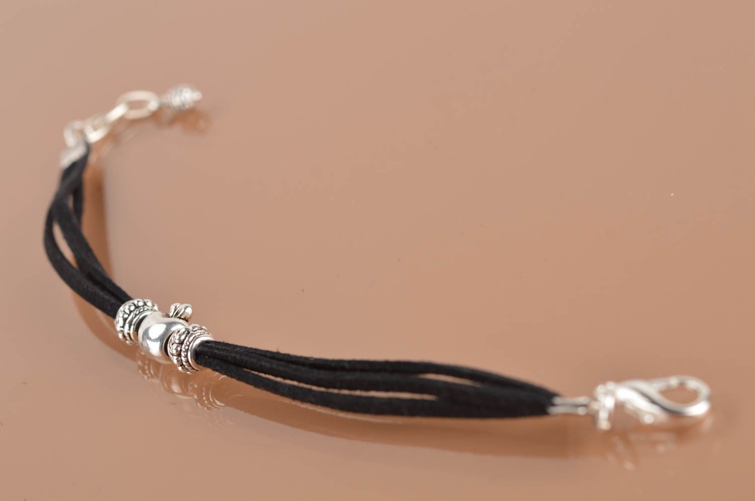Beautiful black handmade designer suede cord bracelet for girls photo 2