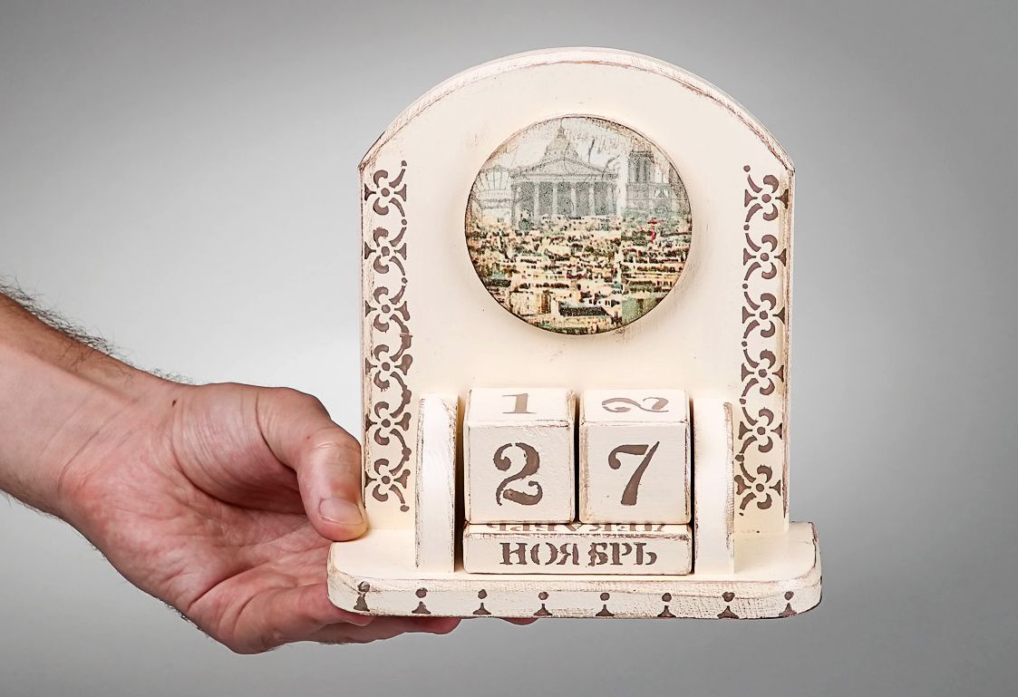 Вечный календарь из кубиков Париж, декупаж фото 5