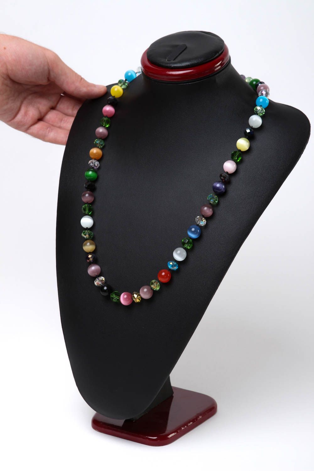 Ожерелье ручной работы колье с бусинами разноцветное дизайнерское колье фото 5