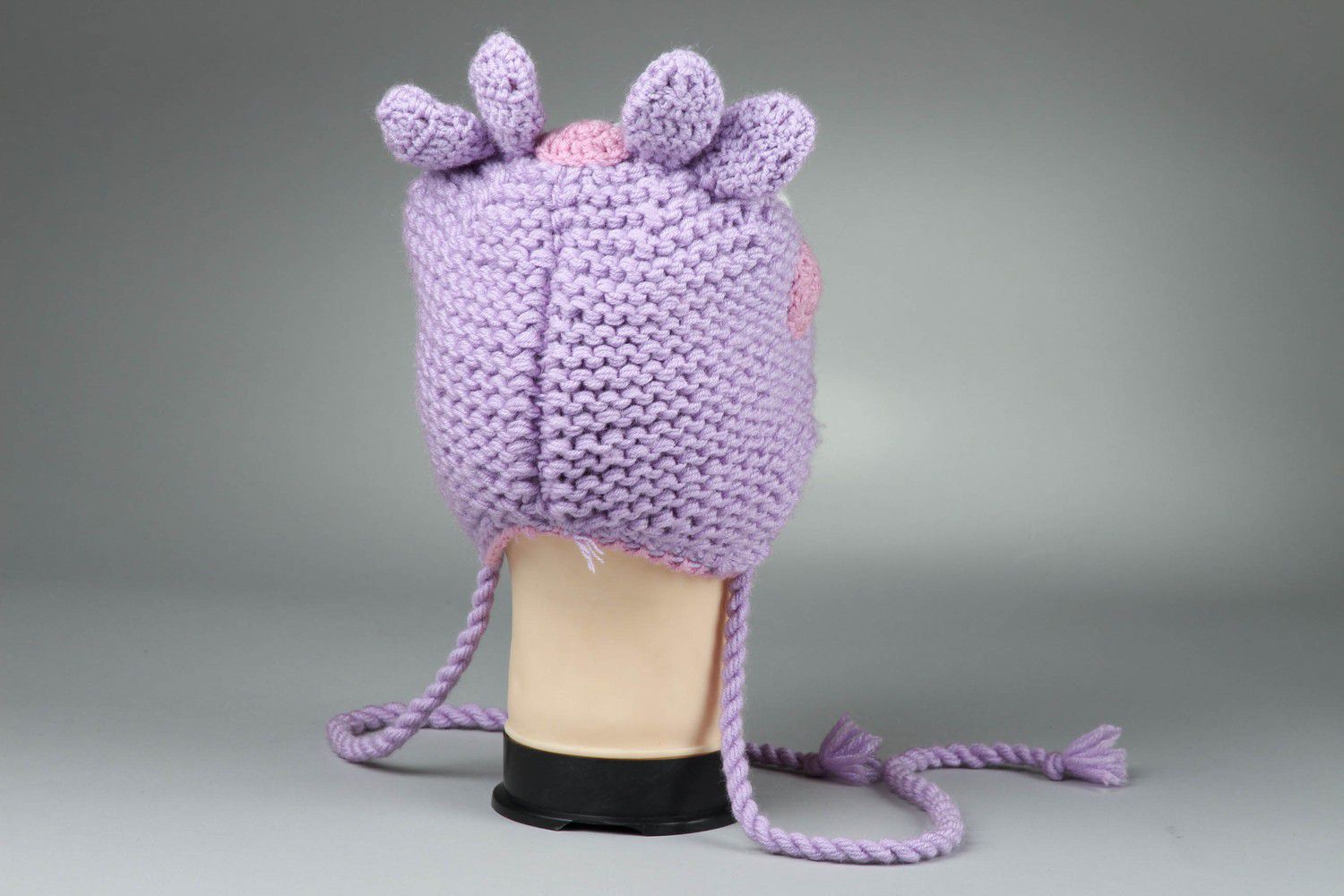Bonnet tricoté pour enfant lilas photo 3