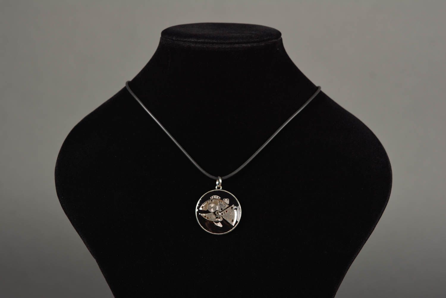 Handmade designer unique steampunk necklace metal pendant with epoxy resin photo 2