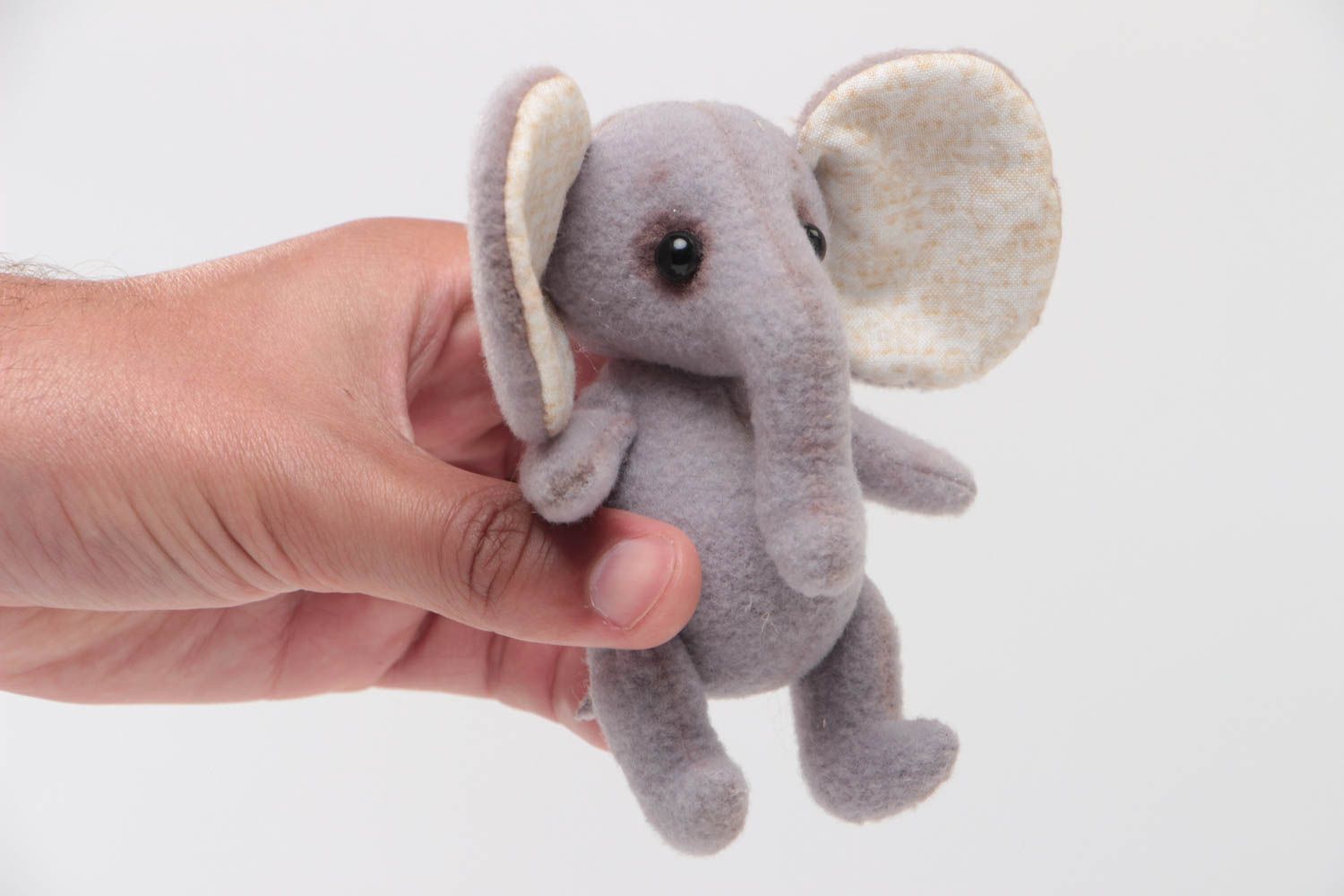 Muñeco de peluche hecho a mano elefante gris de forro polar original decorativo foto 5