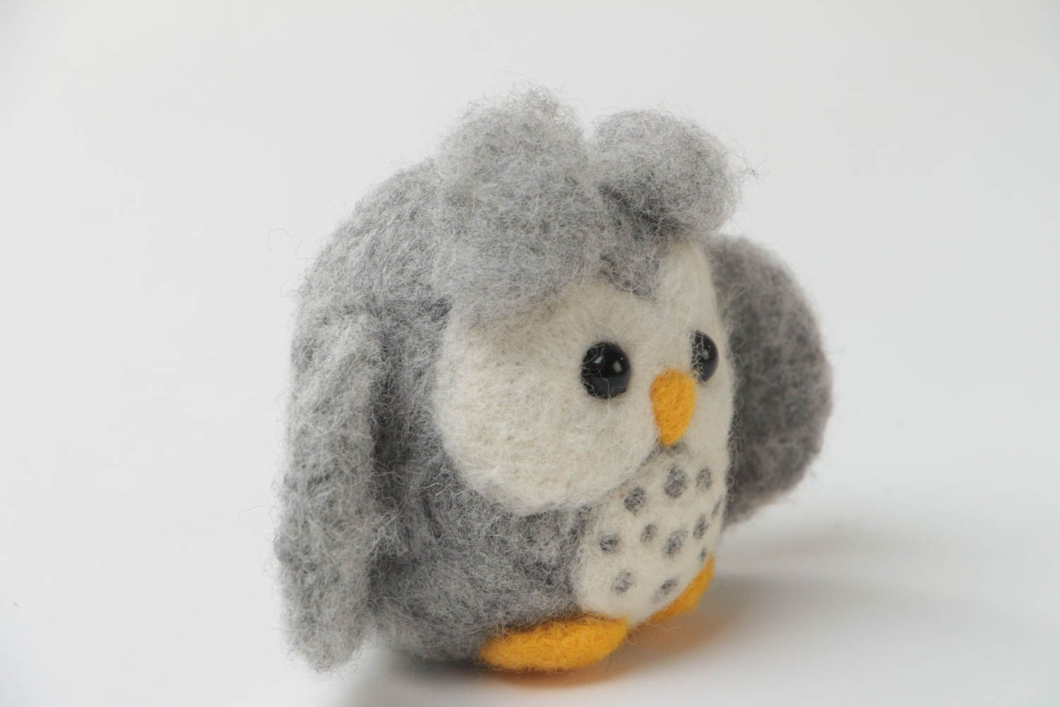 Small handmade felted wool statuette of owl designer home decor photo 2