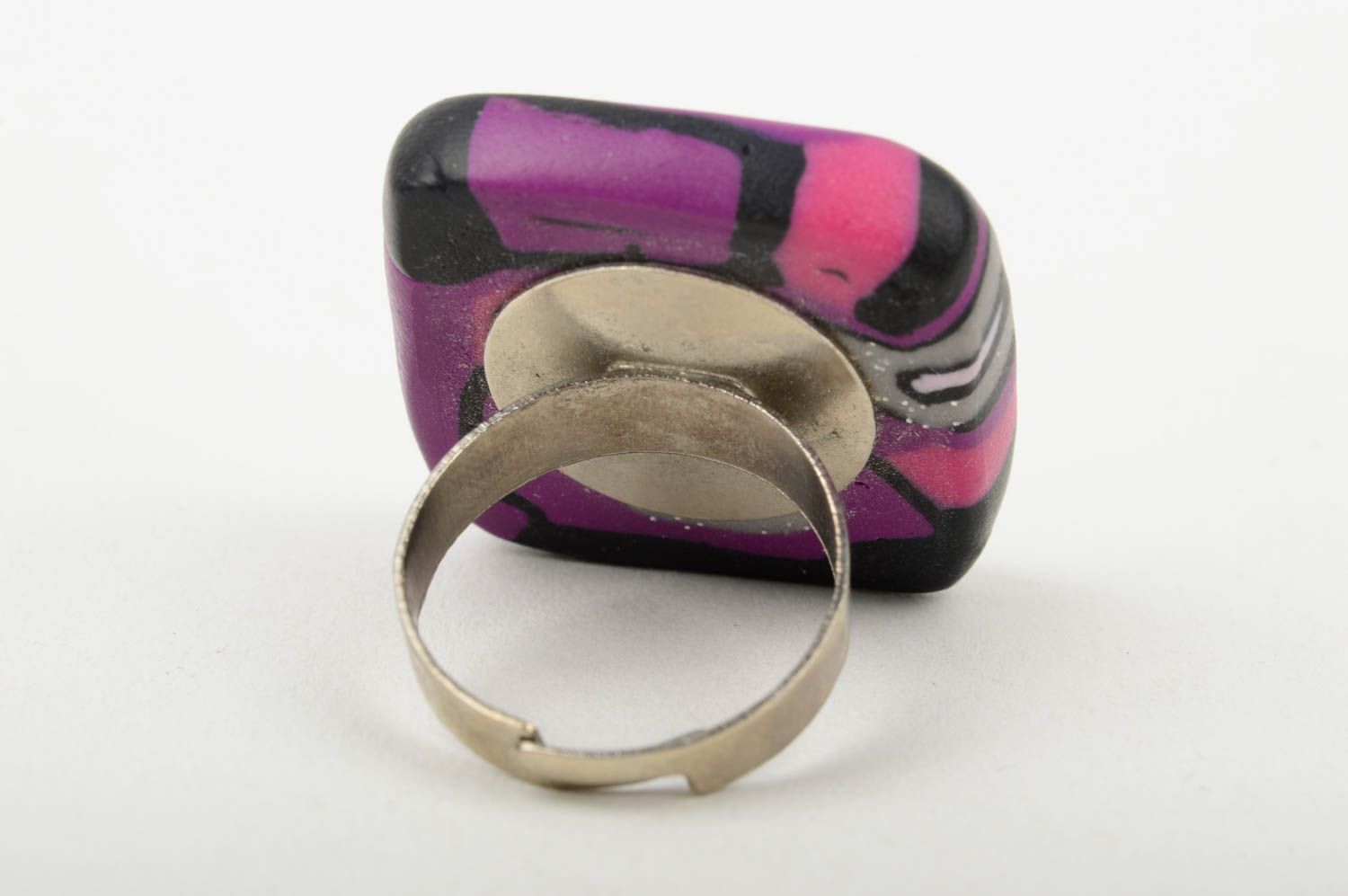 Кольцо ручной работы украшение из полимерной глины украшение кольцо квадрат фото 3
