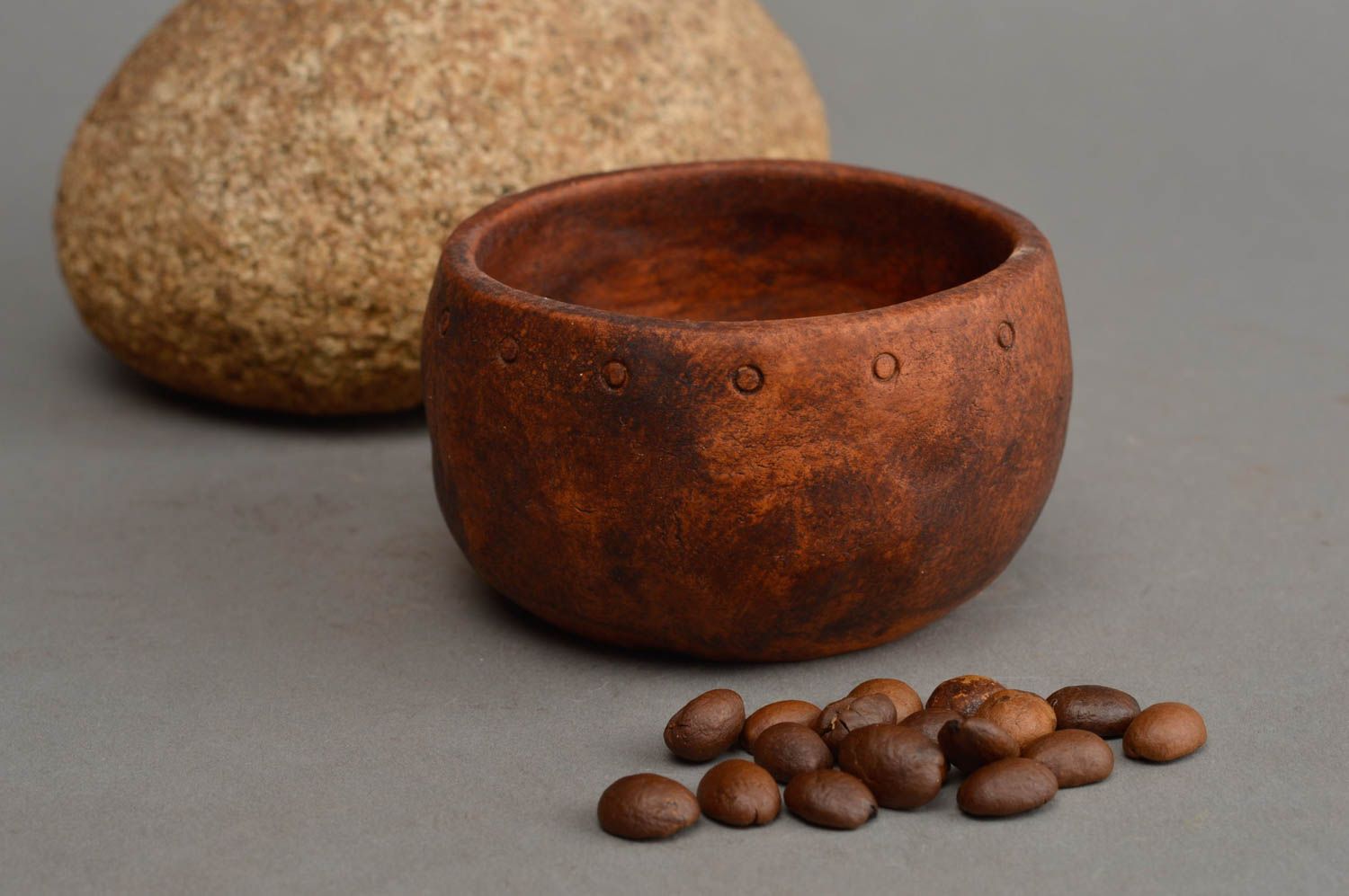 Cuenco de ceramica artesanal utensilio de cocina regalo original marrón foto 1