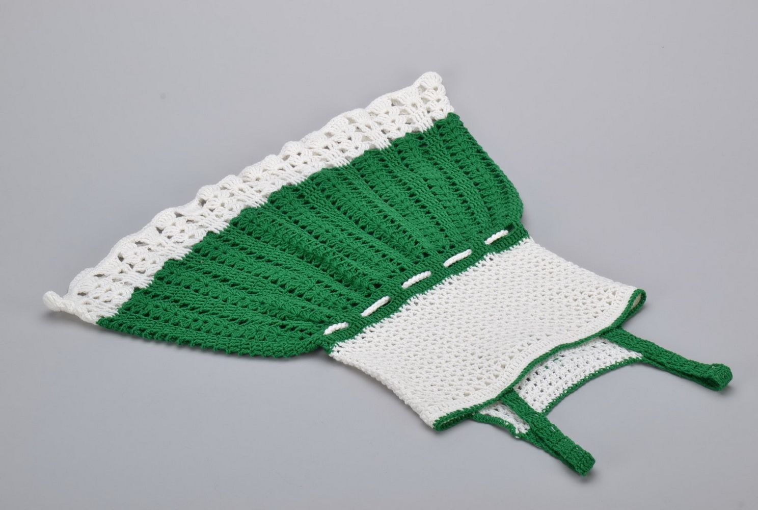 Robe tricotée faite main Blanc vert photo 3