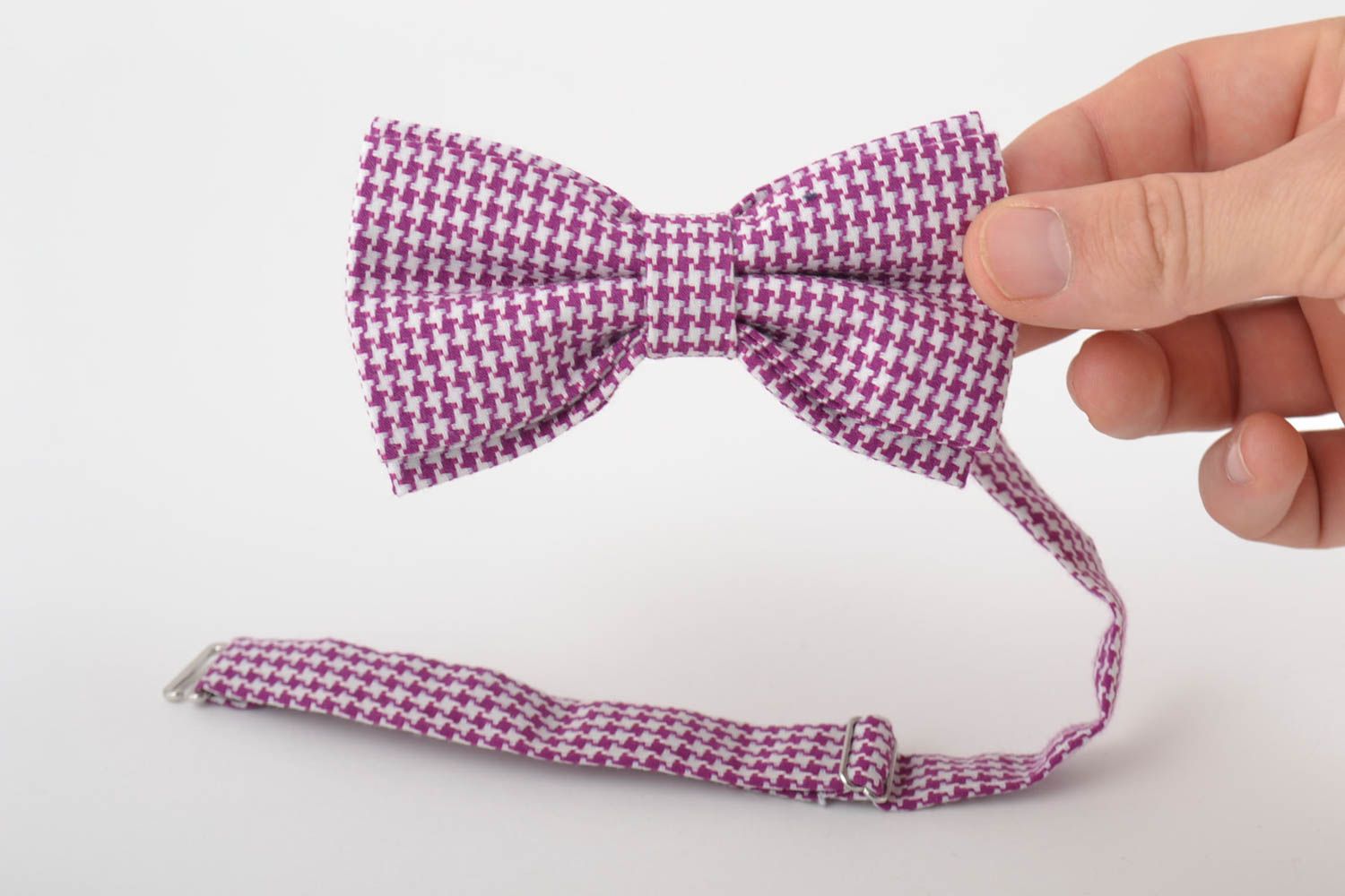 Unusual beautiful stylish handmade designer motley fabric bow tie photo 5