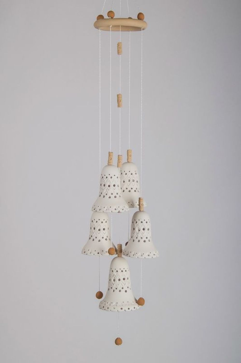 Ceramic perforated bells, interior pendant photo 1