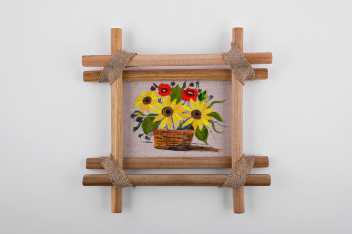 Embroidered picture in wooden frame photo 2