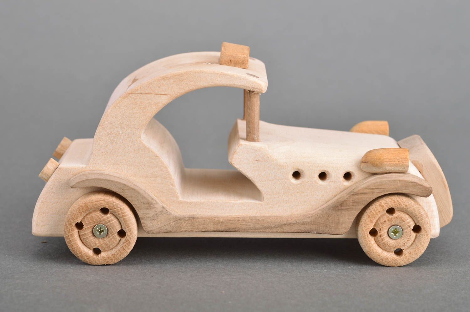 Unusual handmade designer children's wooden toy retro car for kids over 6 years photo 2