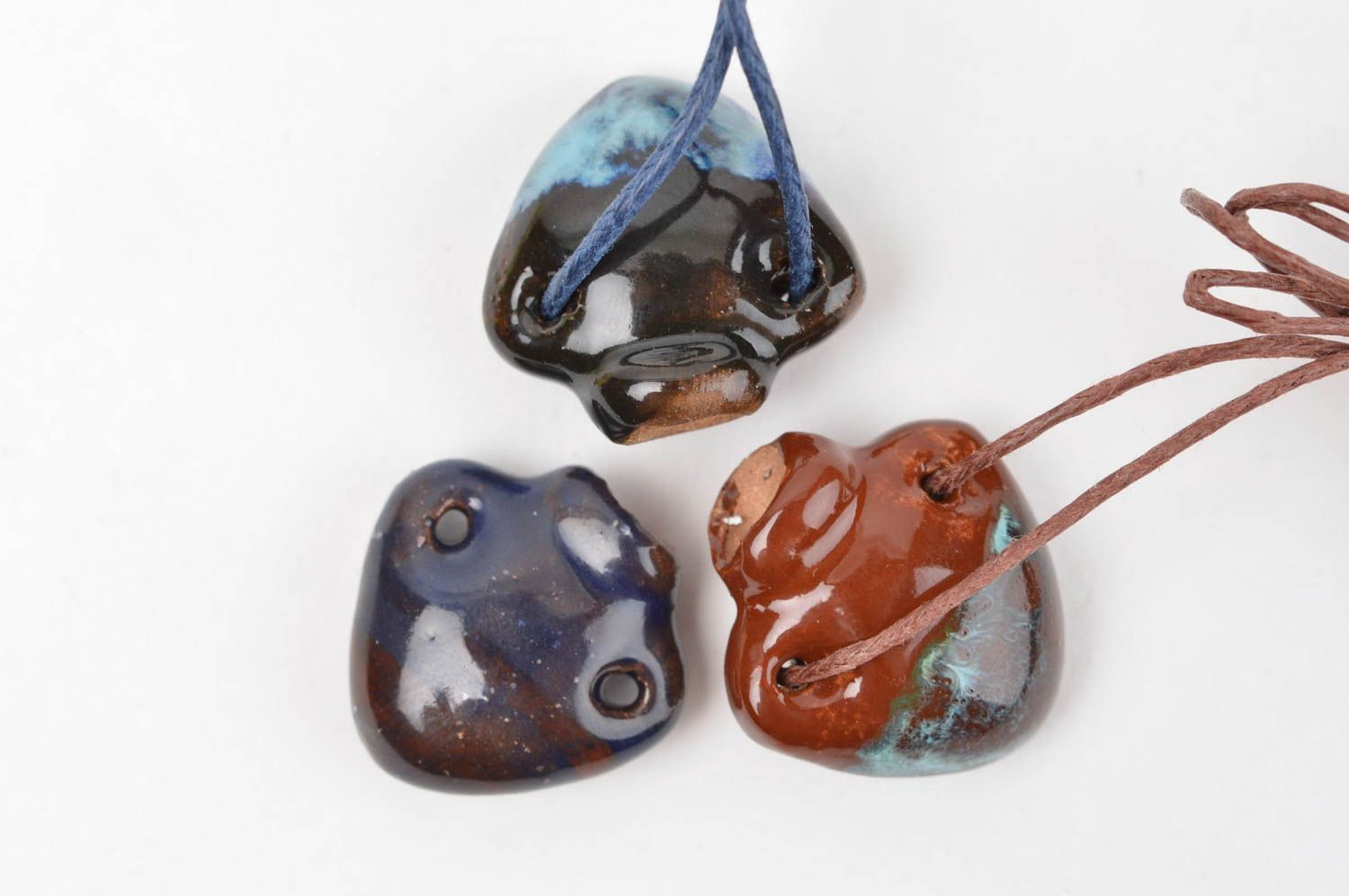 Handmade pendant clay aroma pendant unusual jewelry gift ideas set of 3 items photo 5