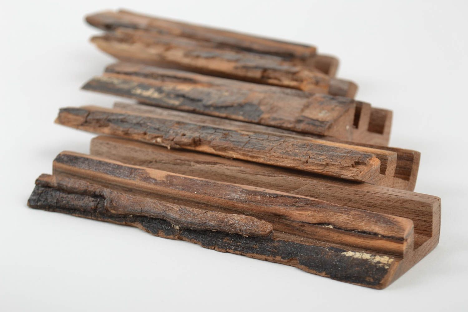 Sujetadores para tablets ecológicos de madera artesanales bonitos 5 piezas foto 4