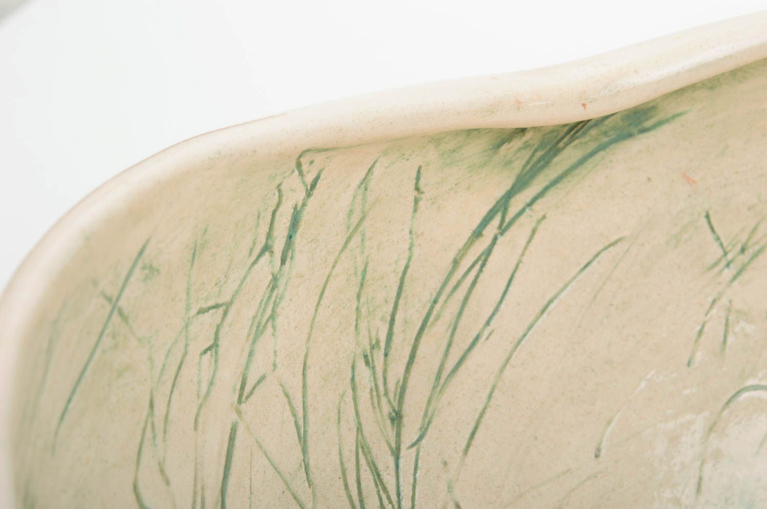 Tiefe Schüssel aus Ton mit Muster bemalt schön Keramik Schale handgemacht foto 5