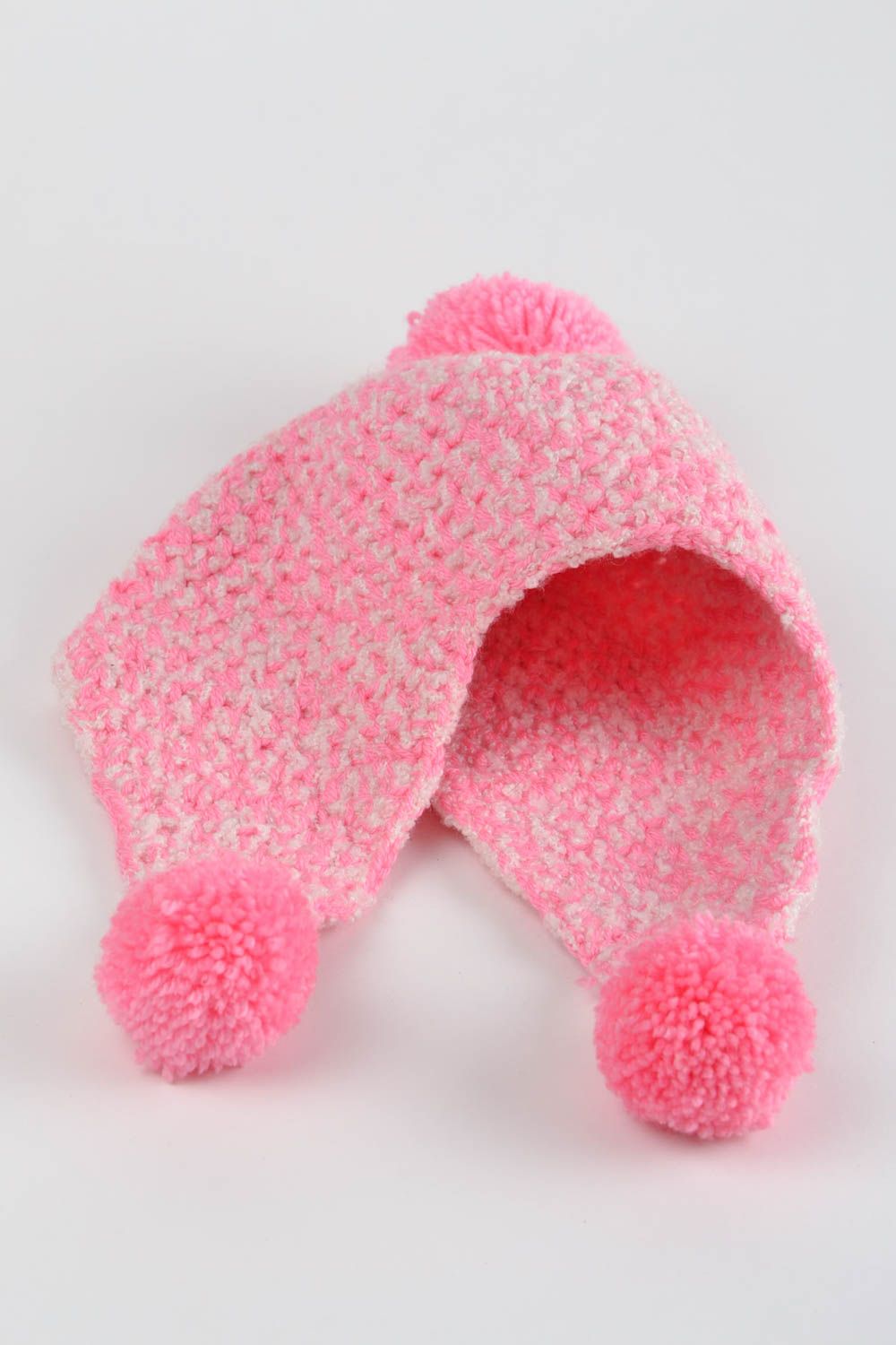 Bonnet tricot fait main Chapeau au crochet en fils roses Vêtement femme cadeau photo 3