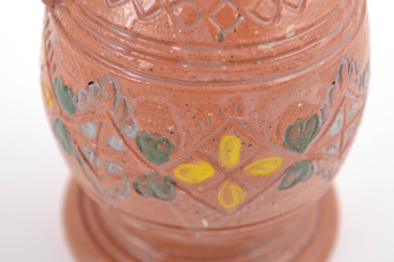 Unusual beautiful handmade designer painted clay candle holder photo 3