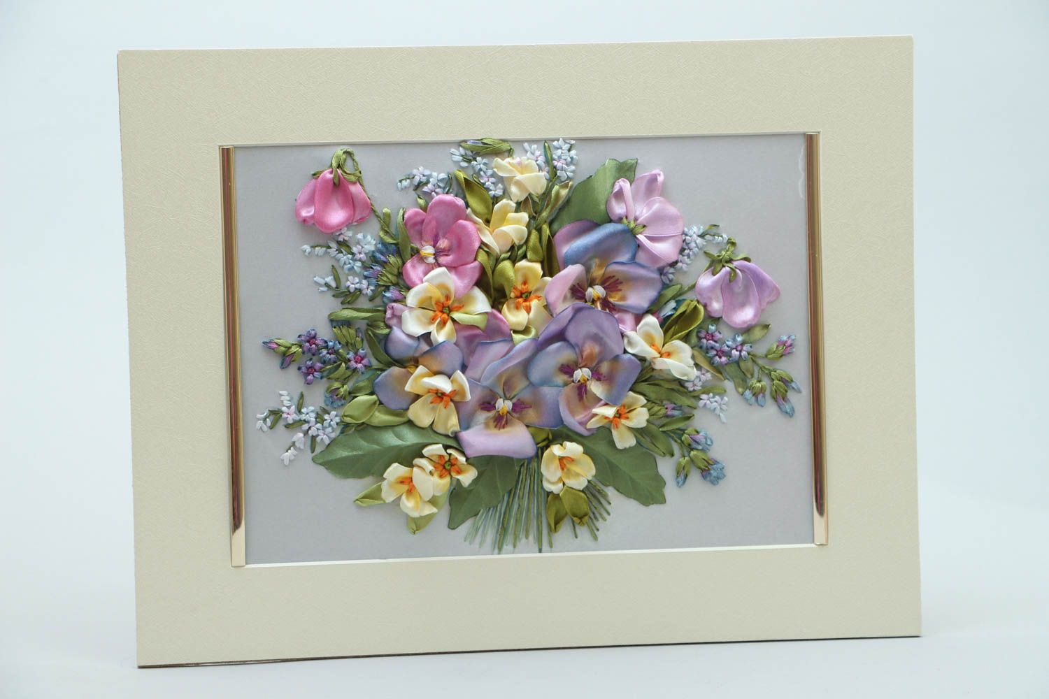 Cuadro artesanal con flores foto 1