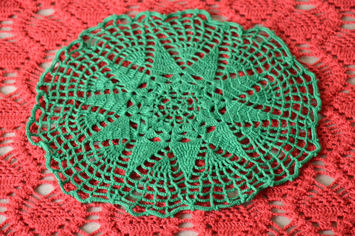 Servilleta crochet hecha a mano textil para el hogar decoración de mesa foto 1