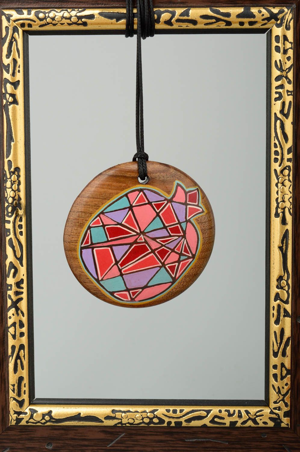 Handmade wooden pendant wooden jewelry painted pendant handmade accessories photo 1