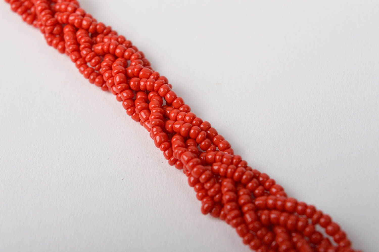 Bracelet rouge Bijou fait main tressé en perles de rocaille Cadeau femme photo 5