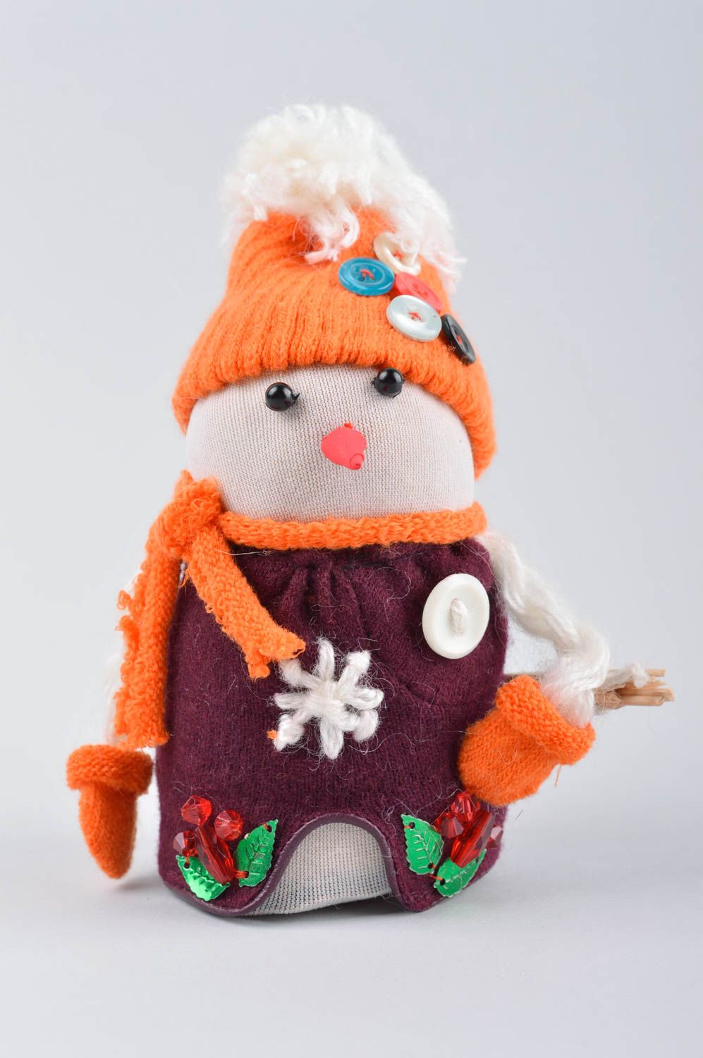 Новогодняя игрушка хэнд мэйд игрушка снеговик интерьерная игрушка на Рождество фото 2