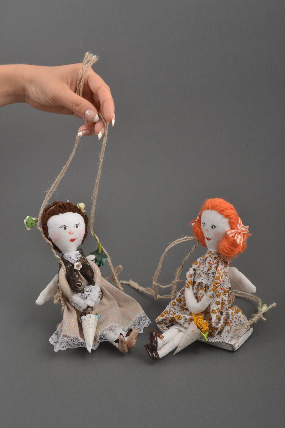 Handmade Puppen Set Designer Spielzeuge Deko Anhänger Wand Dekor 2 Stück Engel foto 5