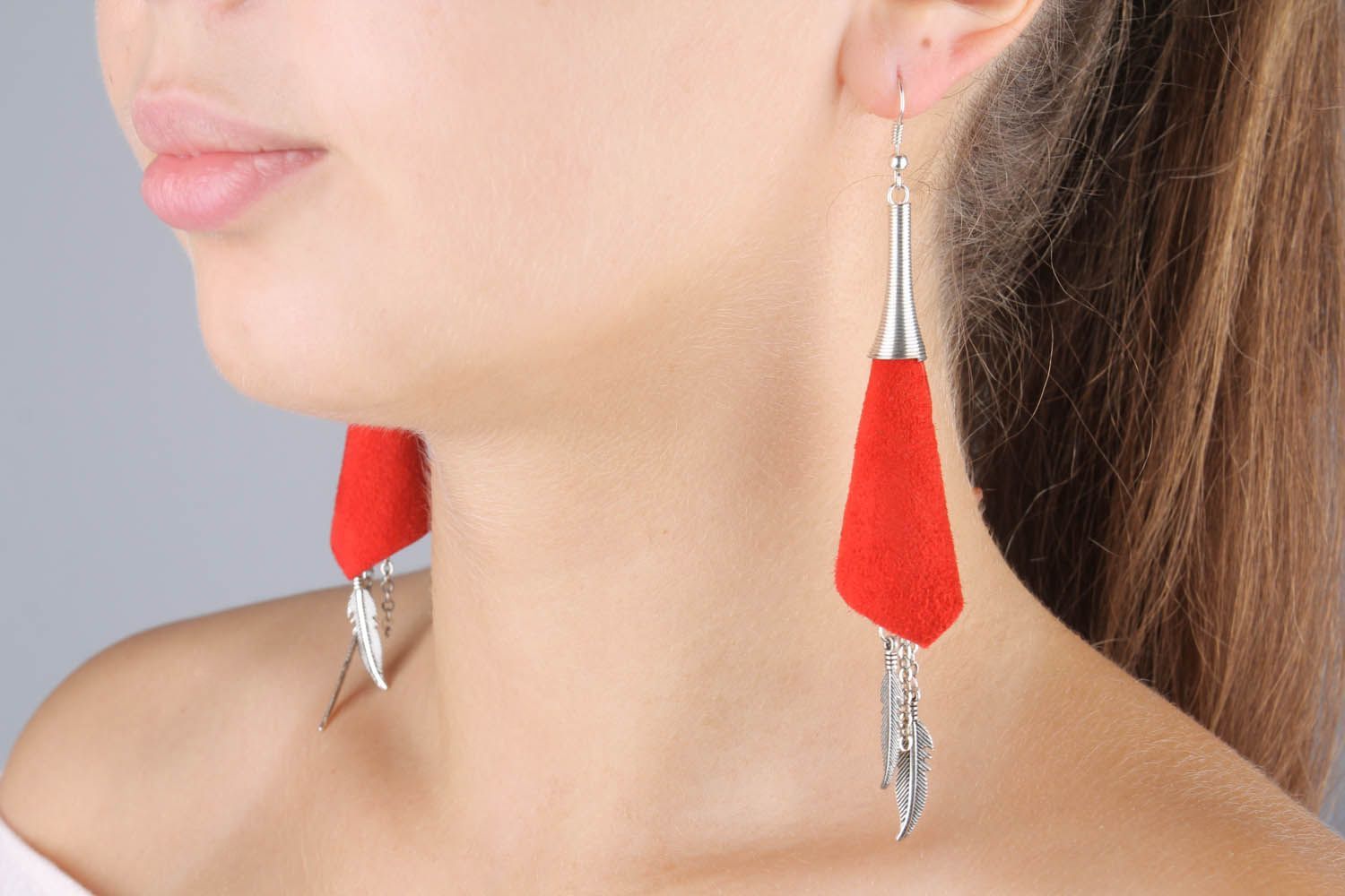 Natural leather earrings  photo 1