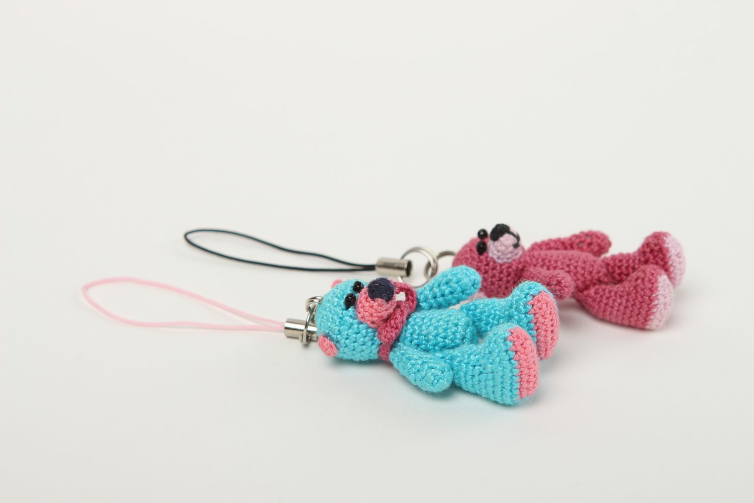 Handmade stylish soft toys unusual designer keychain 2 crocheted keychains photo 2