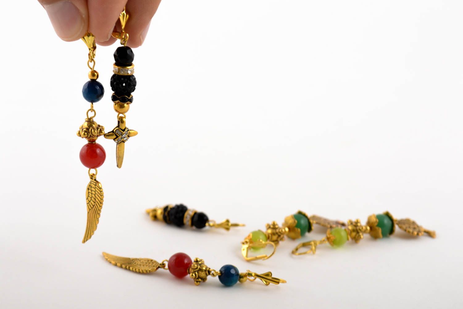 Handmade Juwelier Modeschmuck Damen Ohrringe Frauen Geschenk Set 3 Stück foto 5