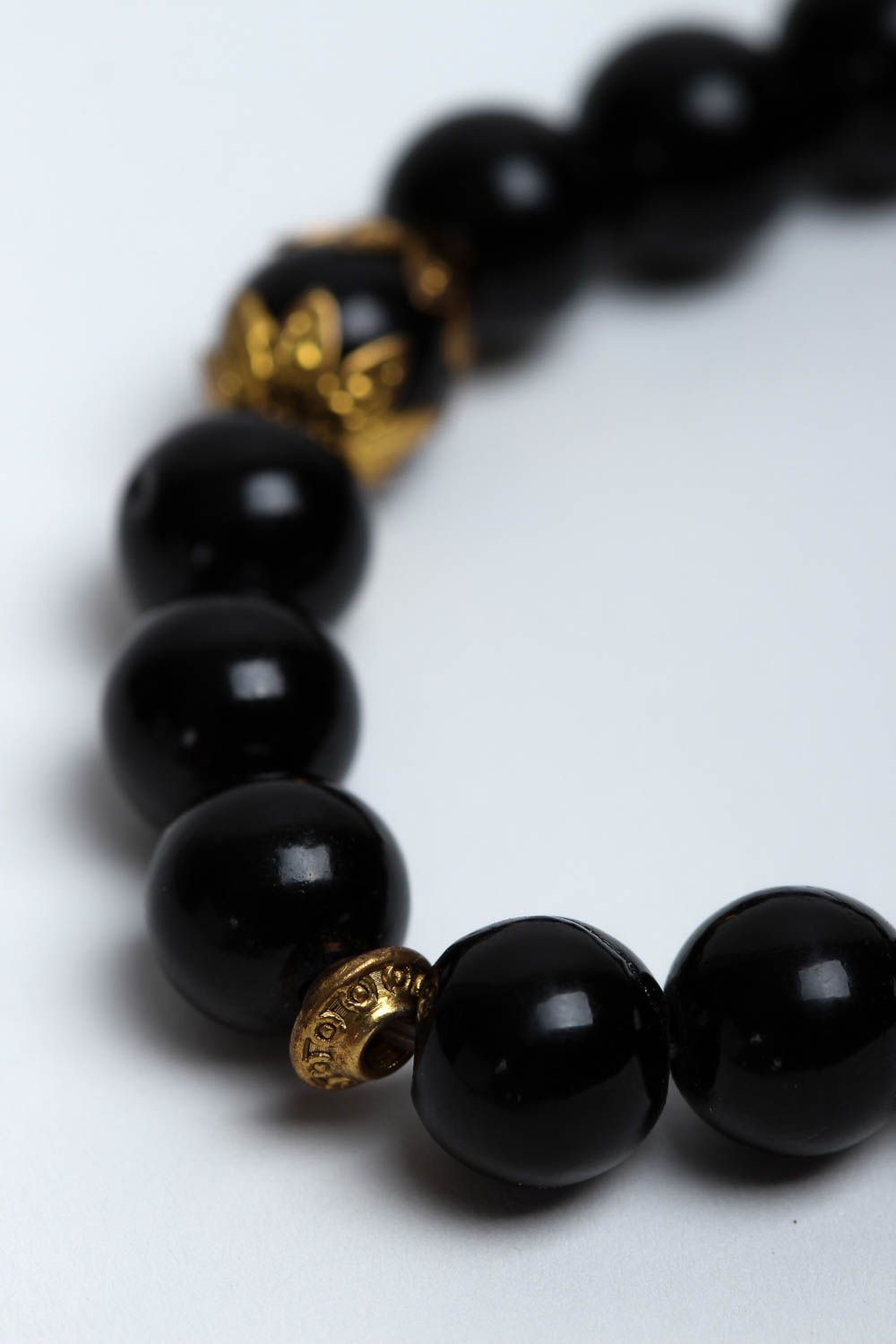 Bracelet en agate naturelle Bijou fait main noir design élégant Cadeau femme photo 3