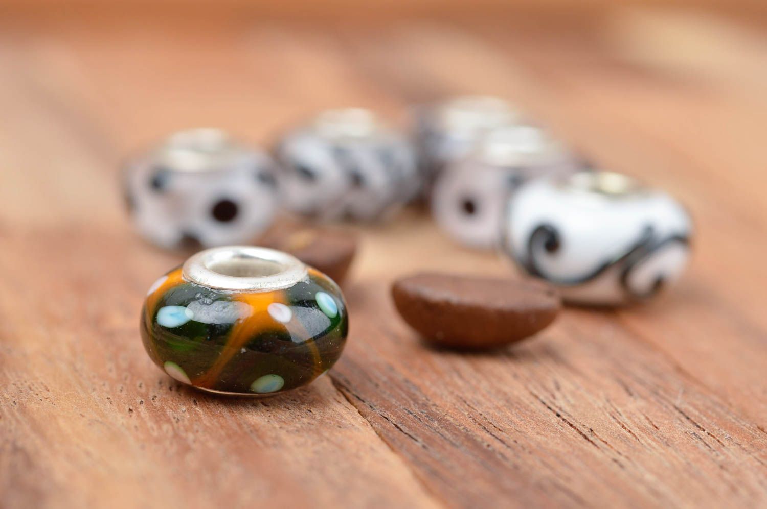 Perle für Schmuck handgeschaffen Perle aus Glas ungewöhnlich Schmuck Zubehör foto 1
