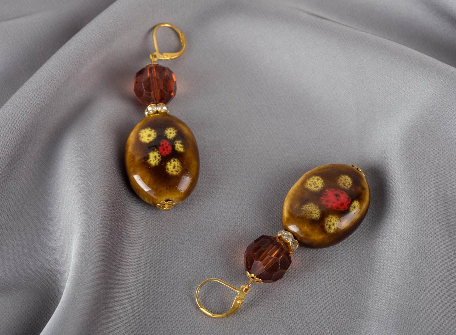 Beautiful handmade plastic crystal earrings designer jewelry fashion accessories photo 1