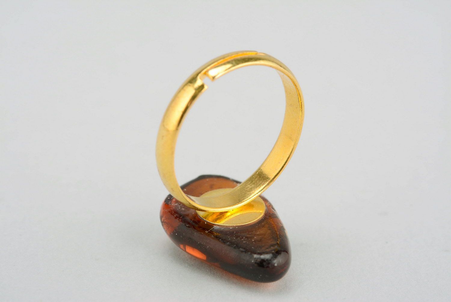Ring made of fusing glass Golden Amber photo 5