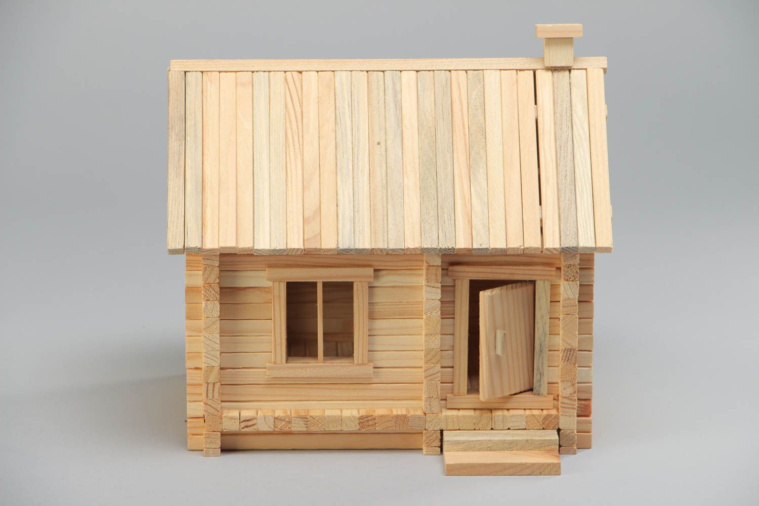 Jeu de construction de maison en bois 184 pièces jouet d'éveil fait main photo 2