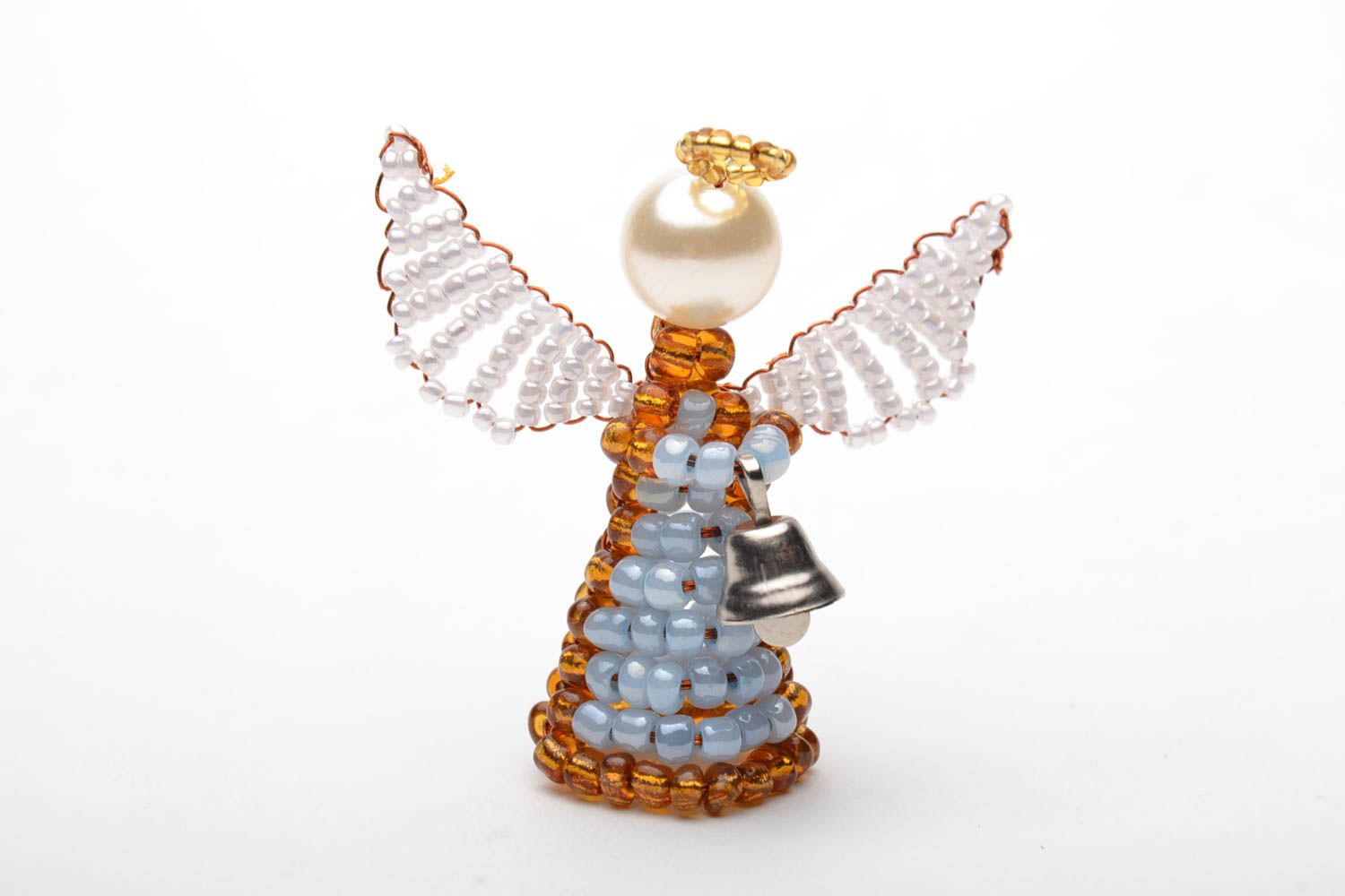 Beaded figurine Angel with a Bell photo 3