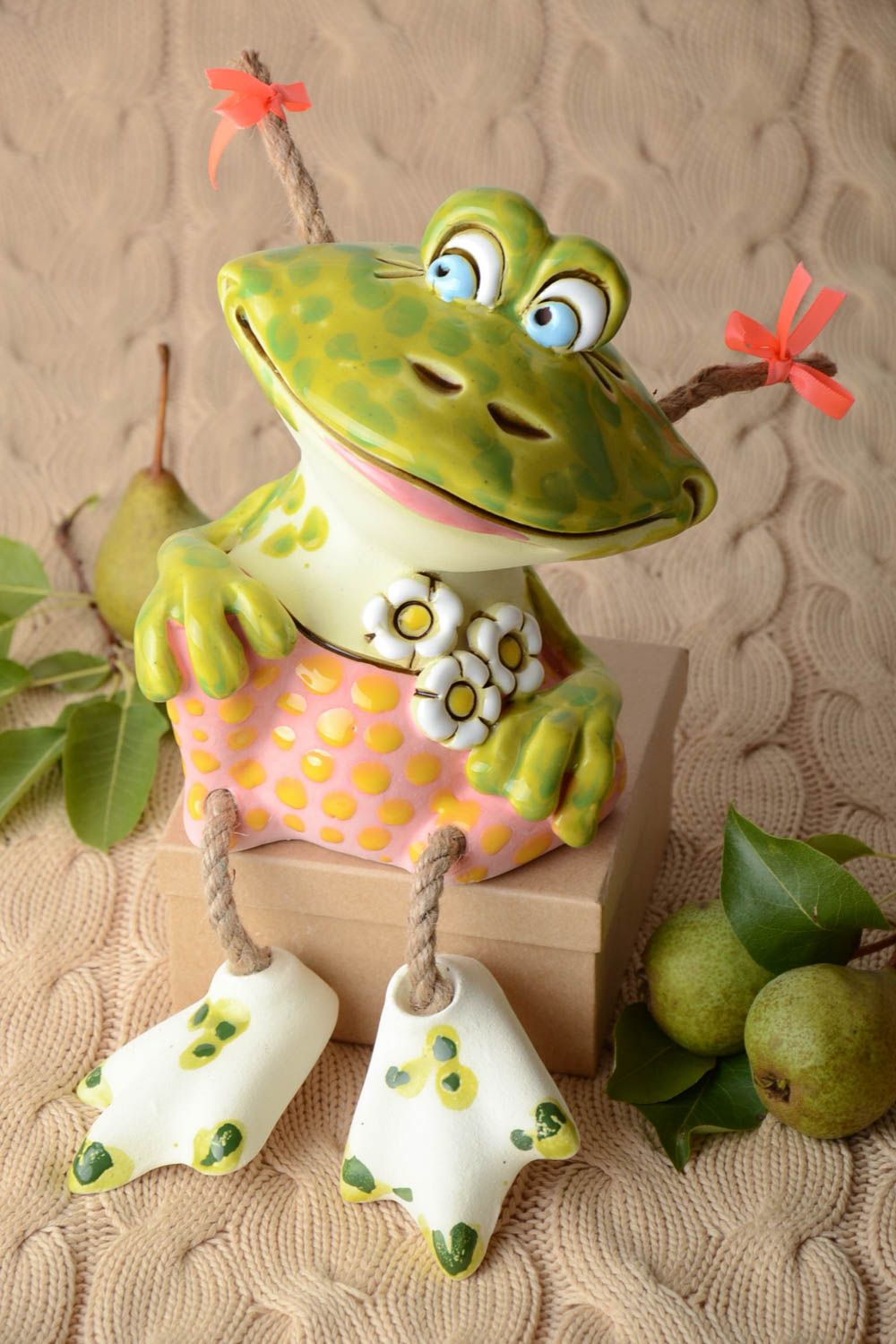 Handmade Deko Element Keramik Spardose Wohnzimmer Deko Geschenk für Kind Frosch foto 1