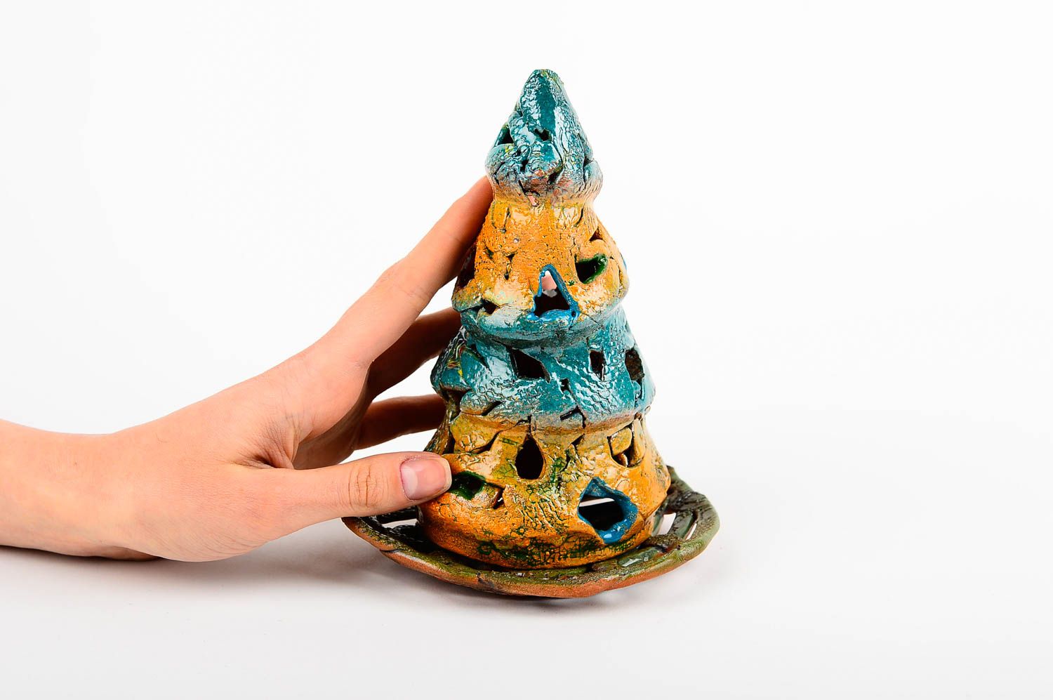 Designer Kerzenhalter handmade Haus Deko Ideen schöner Kerzenhalter aus Ton foto 2