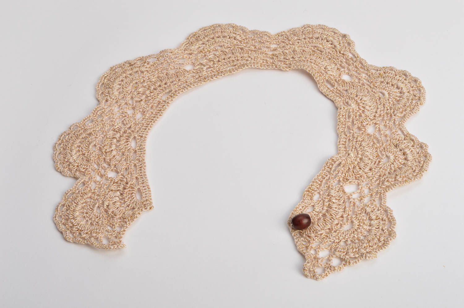 Beautiful homemade designer cotton crochet collar with lurex removable photo 3