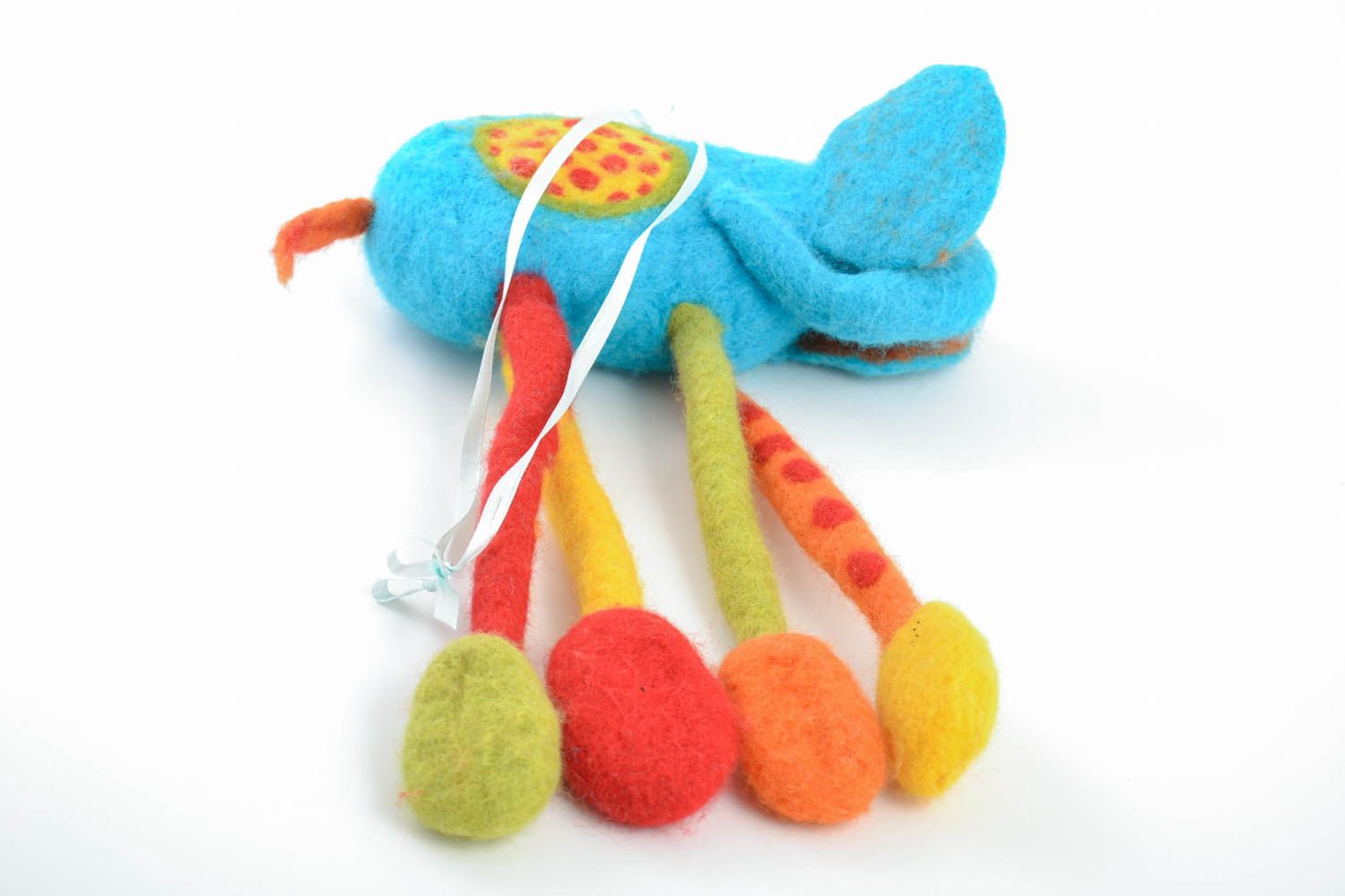 Peluche éléphant faite main bleue originale jouet pratique pour enfant photo 4