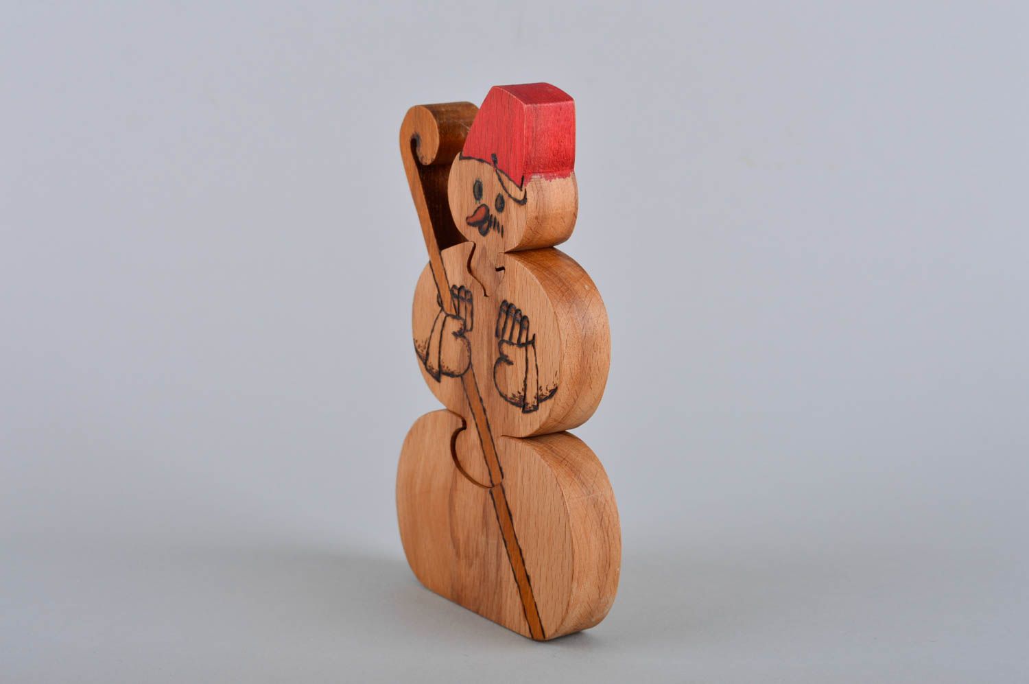 Пазлы для детей ручной работы игра пазлы деревянная детская игрушка Снеговик фото 3