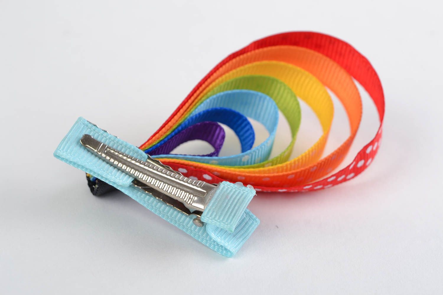 Rep ribbons hairpin Colors of Rainbow handmade decorative hair accessory photo 5