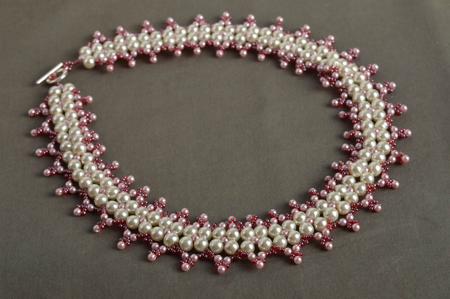 Handmade beaded necklace unusual elegant evening necklace stylish jewelry photo 1