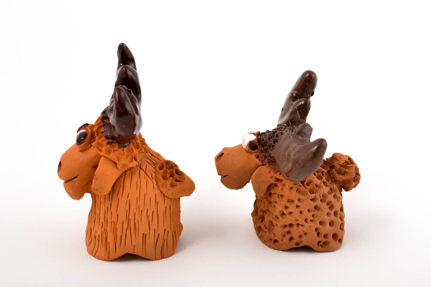 Фигурки животных статуэтки ручной работы игрушки из глины набор из 2 штук фото 2