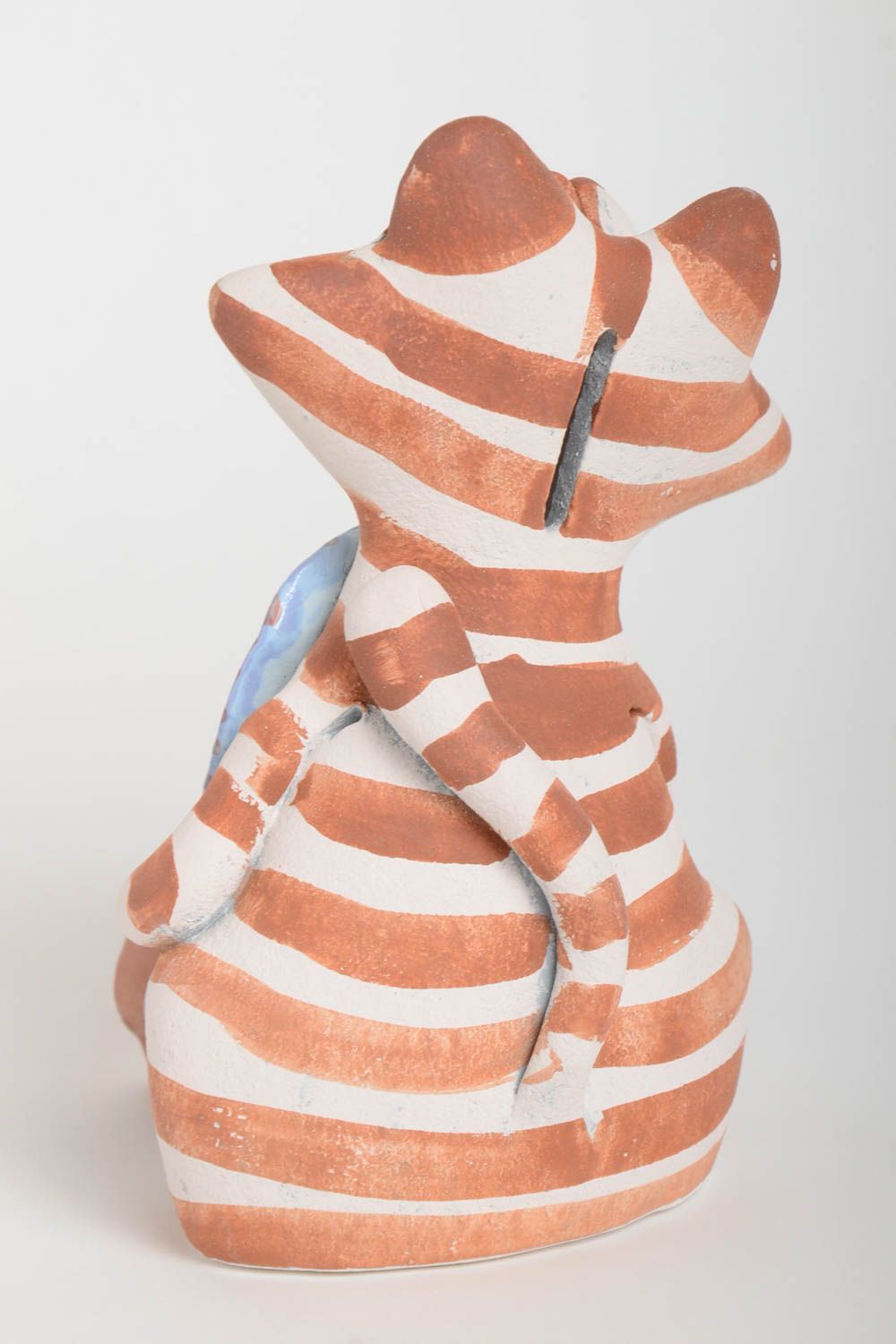 Tirelire chat faite main Figurine animal céramique Cadeau original pour enfant photo 5