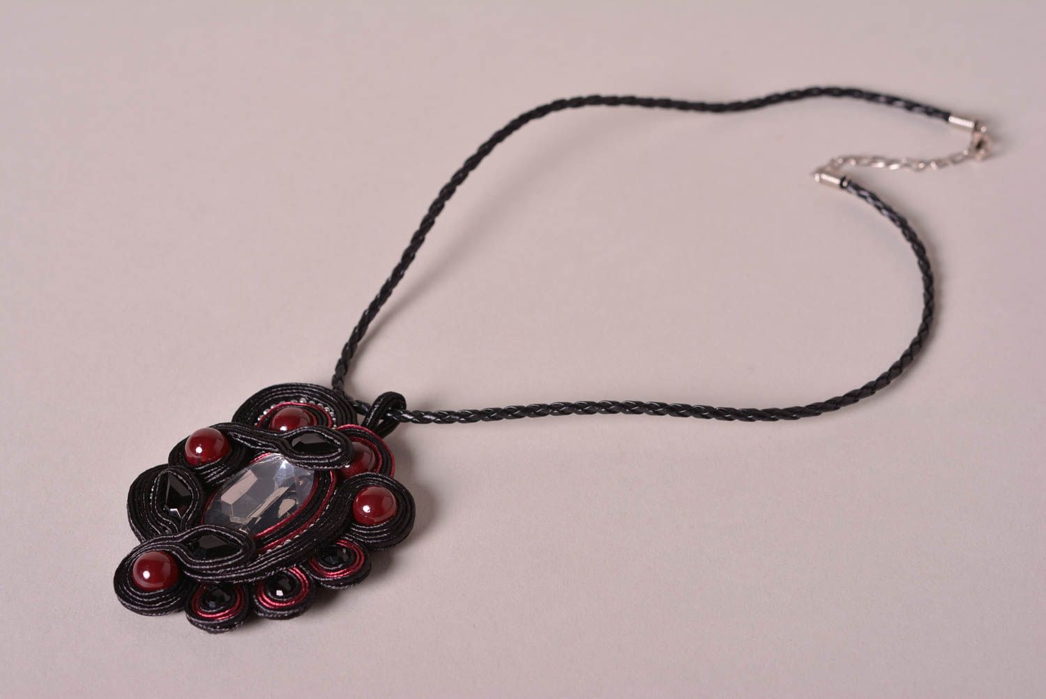 Handmade necklace soutache pendant necklace designer jewelry gifts for women photo 1