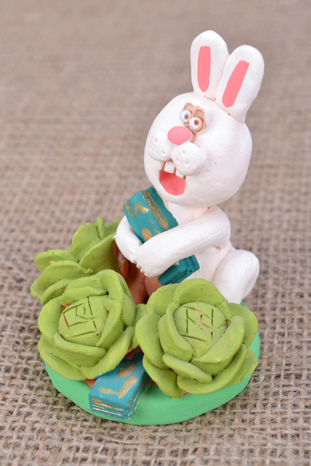 Ceramic statuette Rabbit with Cabbage photo 1