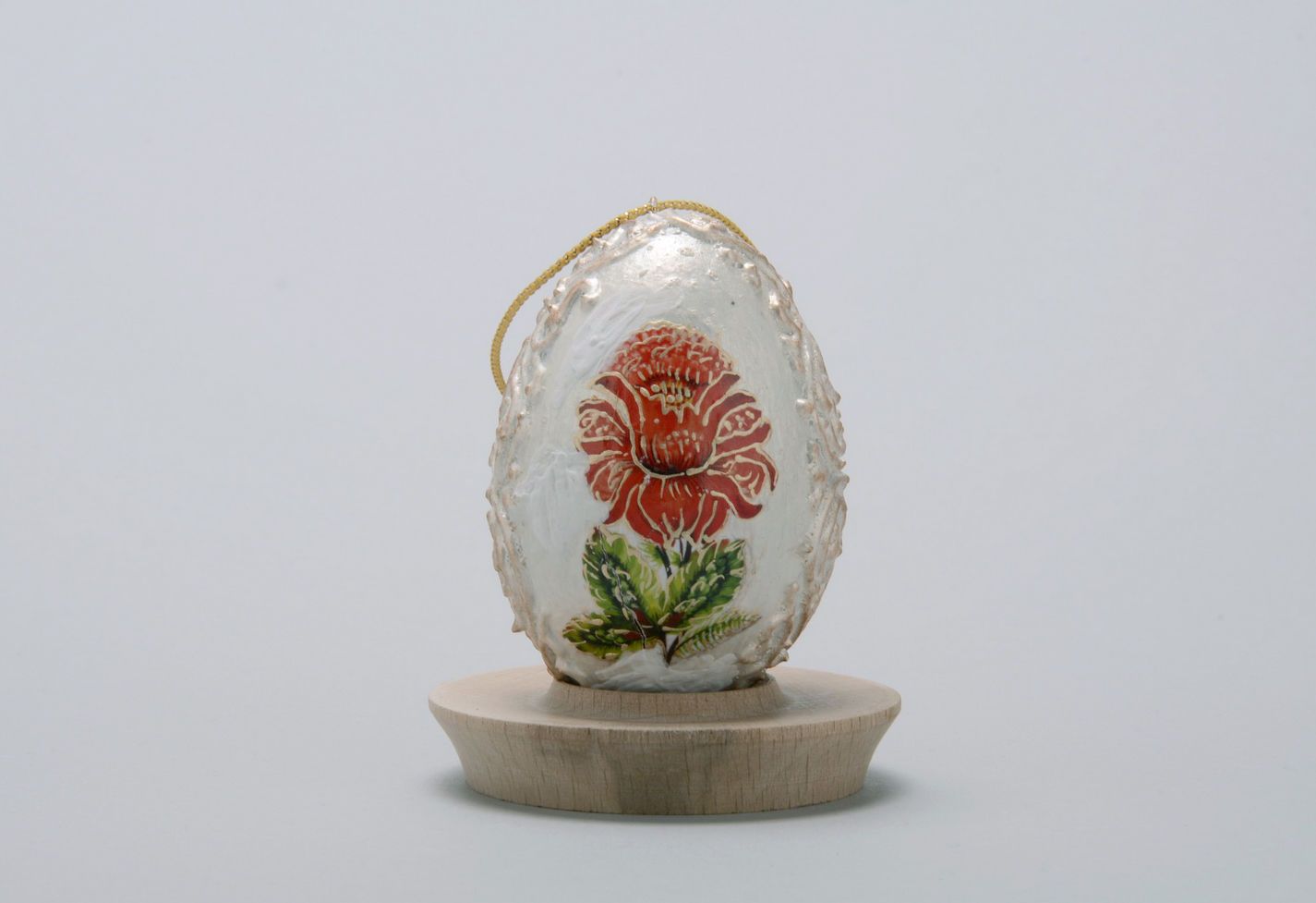 Интерьерная подвеска-яйцо Божья матерь и райский цветок фото 3