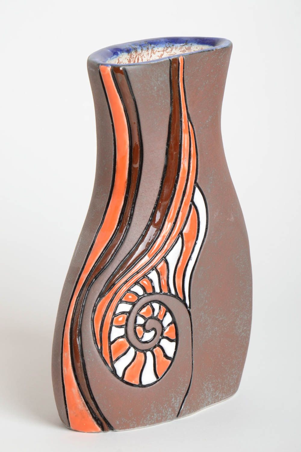 Handmade Keramik Vase Haus Deko schöne ausgefallene Vase bemalt 1200 ml foto 2