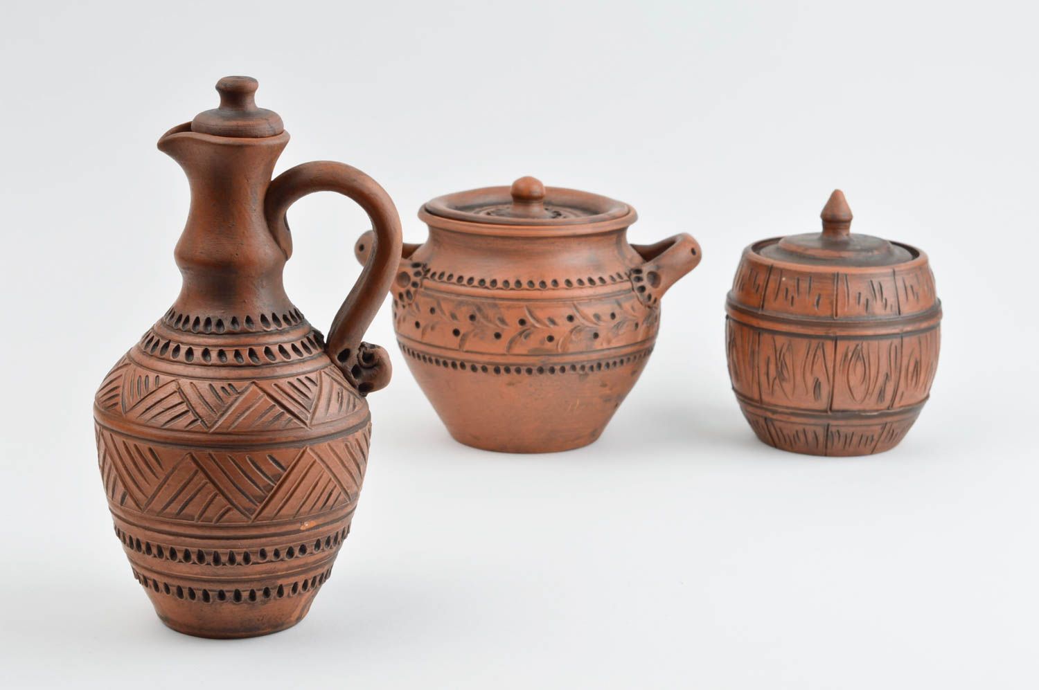 Keramik Krug handmade Topf aus Ton Deko für Küche Keramik Geschirr Set 3 Stück foto 3