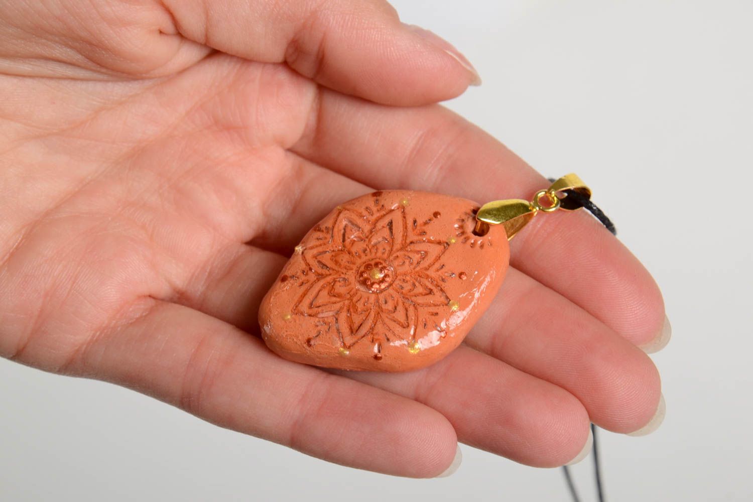 Handmade pendant designer accessory clay pendant unusual jewelry gift for her photo 4