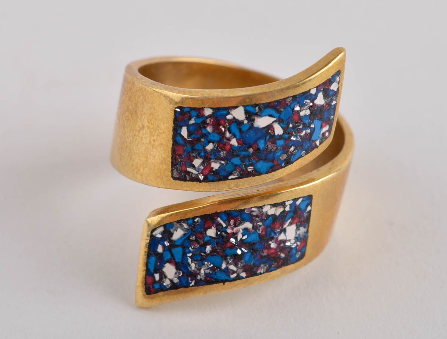 Модное кольцо украшение ручной работы украшение из латуни и натуральных камней фото 3